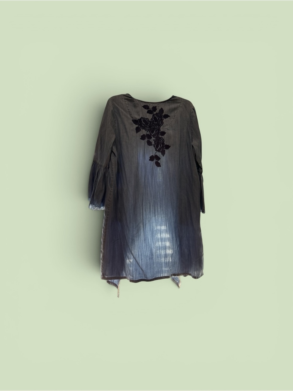 Embroidered Floral Tunic Dress in Charcoal
